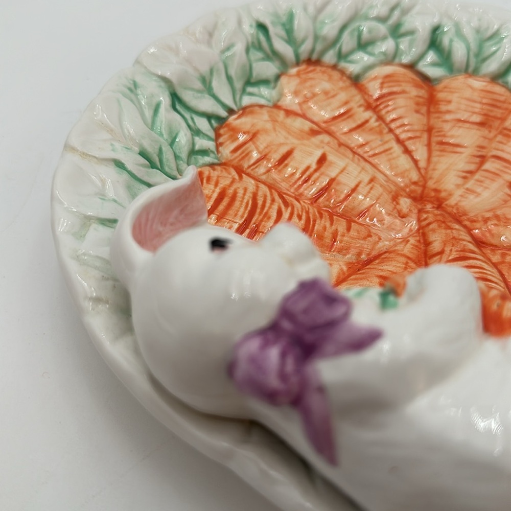 Vintage Palm Tree Company Bunny Carrot Plate Easter Spring Made in Taiwan - Picture 7 of 16